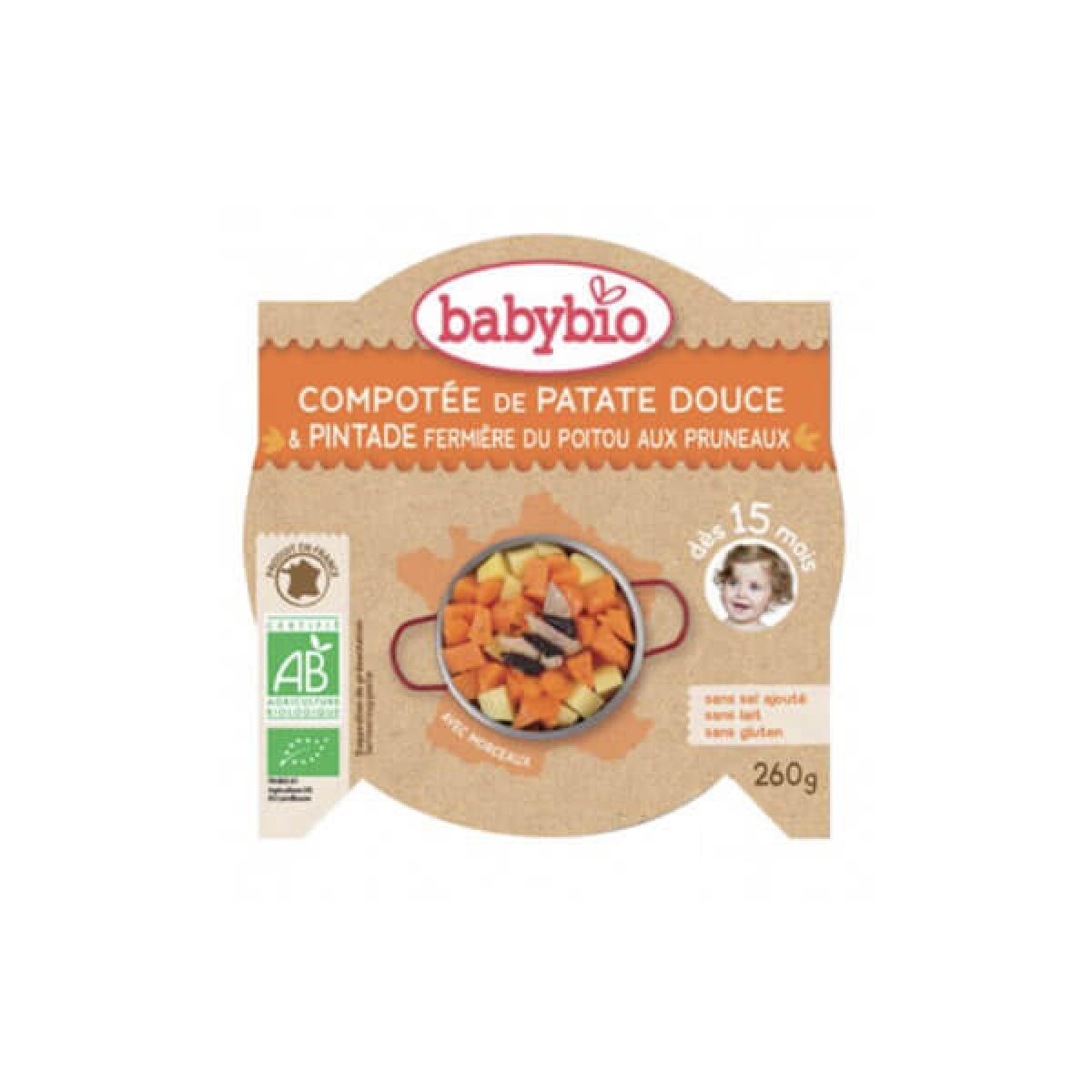 BABYBIO Compotée de patate douce pintade assiette bio 260g