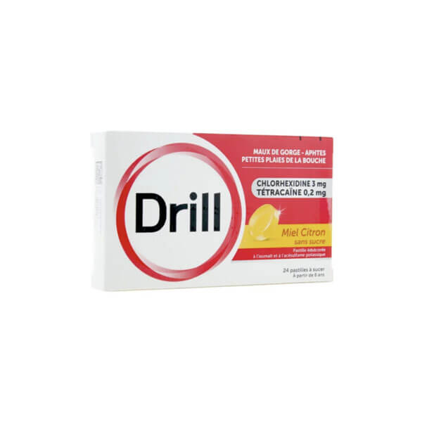 Pierre Fabre Drill Miel Citron Sans Sucre Pastilles Sucer