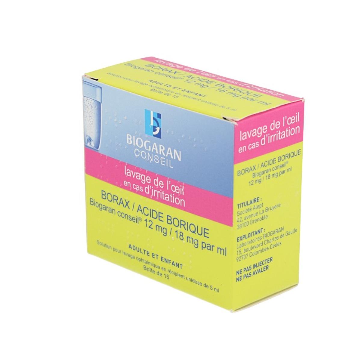 Biogaran Borax Acide Borique 15 Unidoses Medicaments Pharmarket