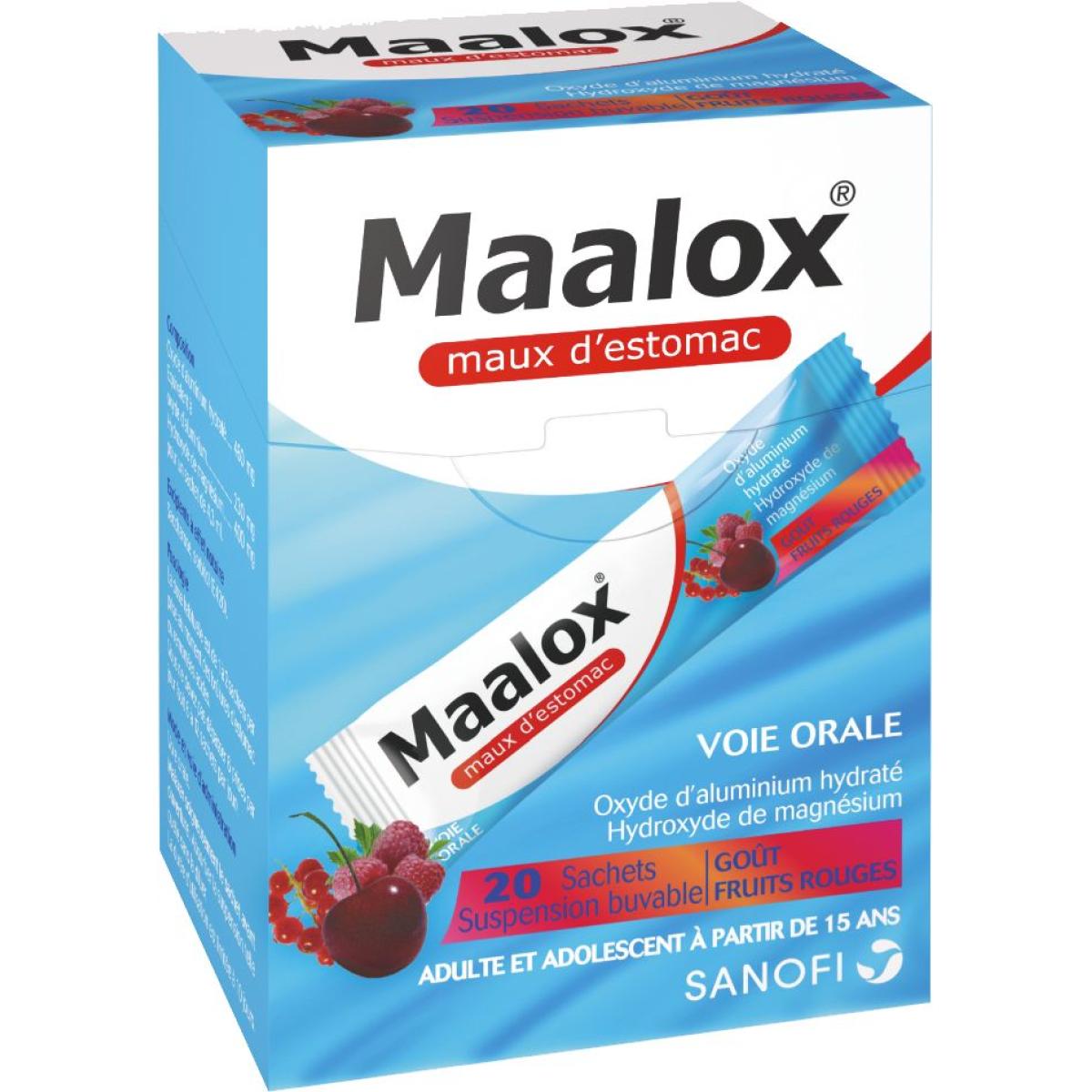 SANOFI Maalox maux d'estomac fruits rouges 20 sachets  Médicaments