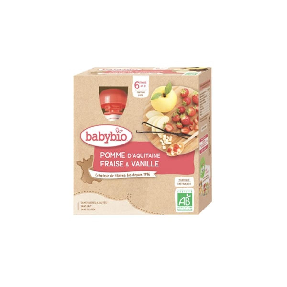 Babybio Pomme D Aquitaine Fraise Vanille Des 6 Mois 4 Gourdes 90g Parapharmacie Pharmarket