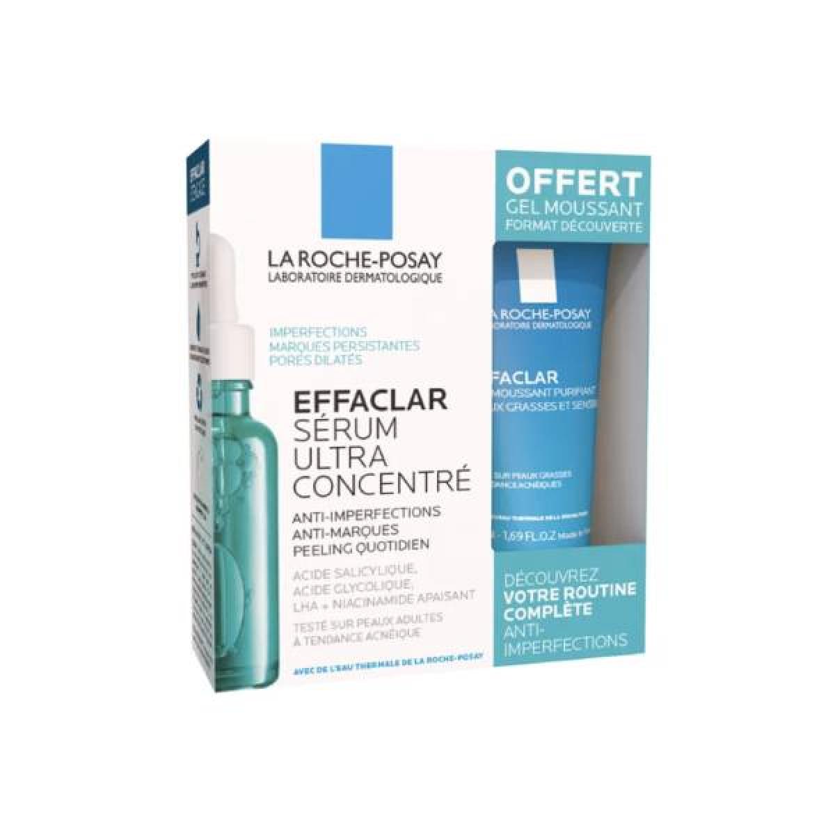 La Roche Posay Effaclar Sérum Ultra Concentré 30ml Gel Moussant Purifiant 50ml Offert 