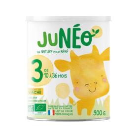 JUNÉO Lait de vache bio 3ème âge 12 à 36 mois 900g