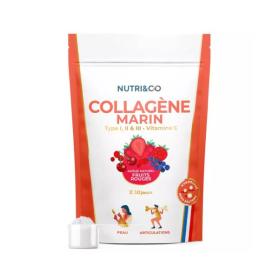 NUTRI & CO Collagène marin type I, II et III vitamine C goût fruits rouges 180g